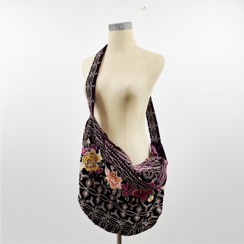 Johnny Was Velvet Embroidered Bag.